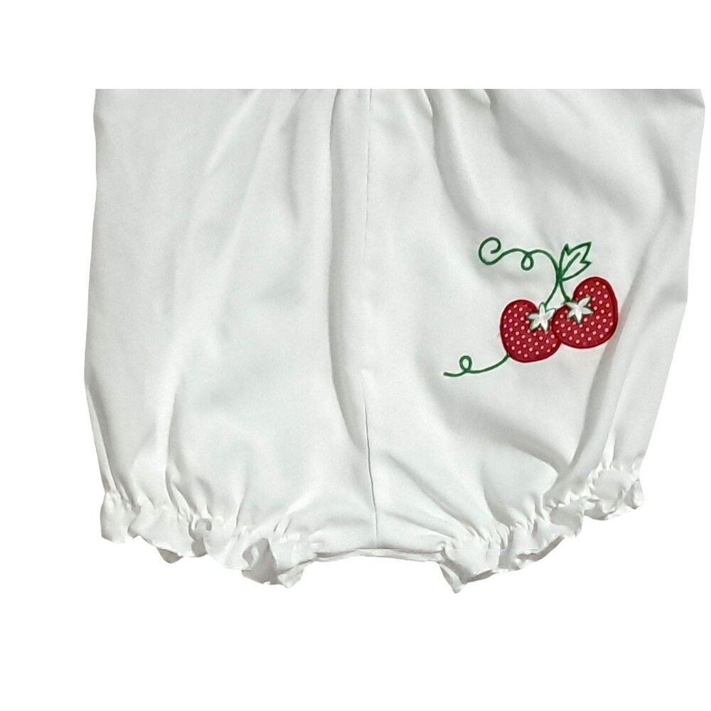 Vintage Healthtex Baby Girls White Romper With Strawberry Embroidery  12 Months - Picture 6 of 8